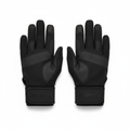 Black workout gloves with wrist support on white background