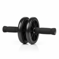Black ab wheel roller with foam handles on white background